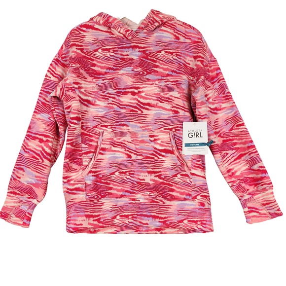 Athleta Other - Athleta Girl Retroactive Oversized Hoodie Pink Purple Ikat Fleece XL 14 NWT